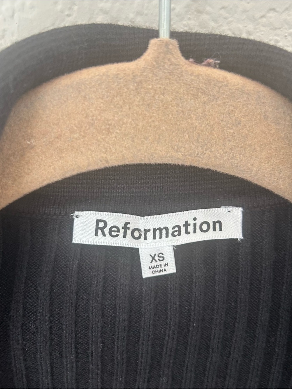 Reformation Valentina Ribbed Open Cardigan In Black - Picture 3 of 5
